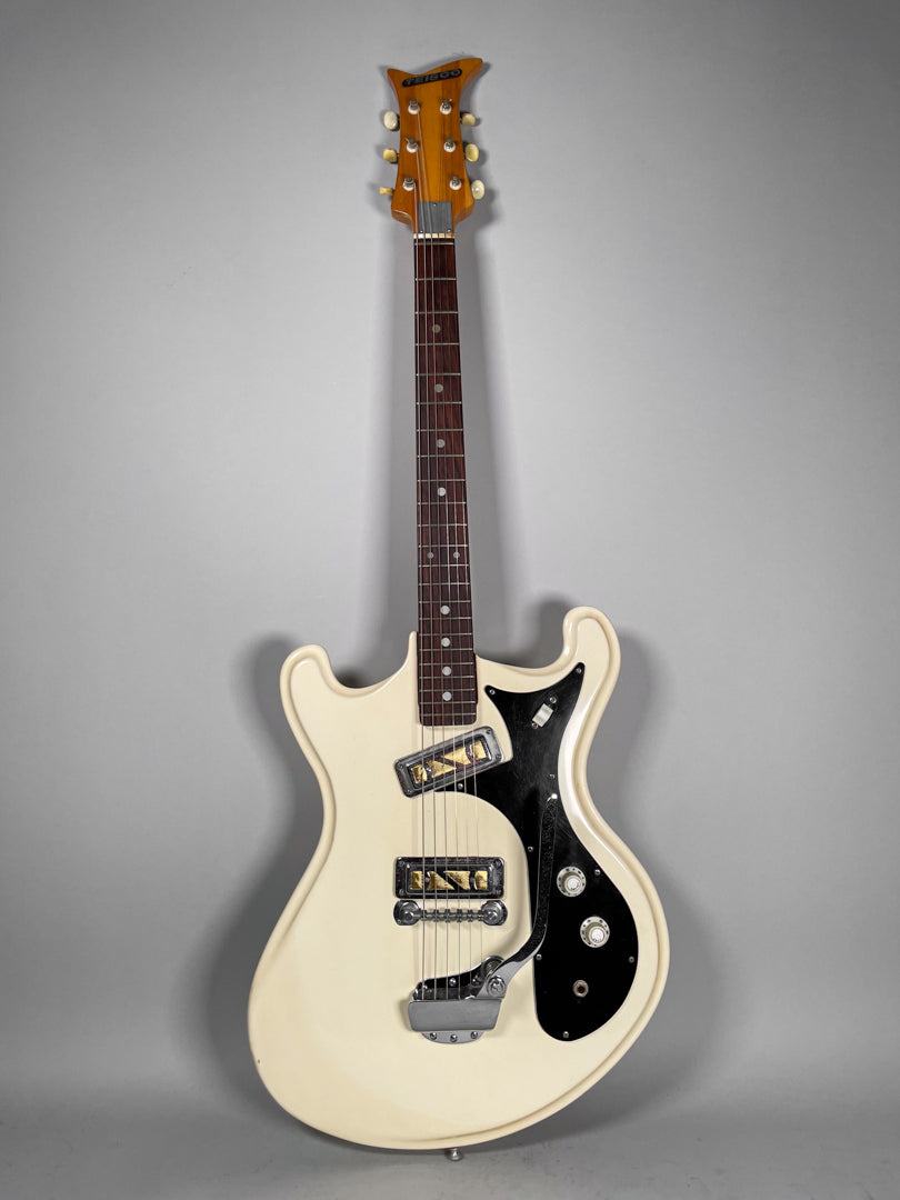 Late 1960s Teisco V-2 White Gold Foil Pickups w/Gig Bag