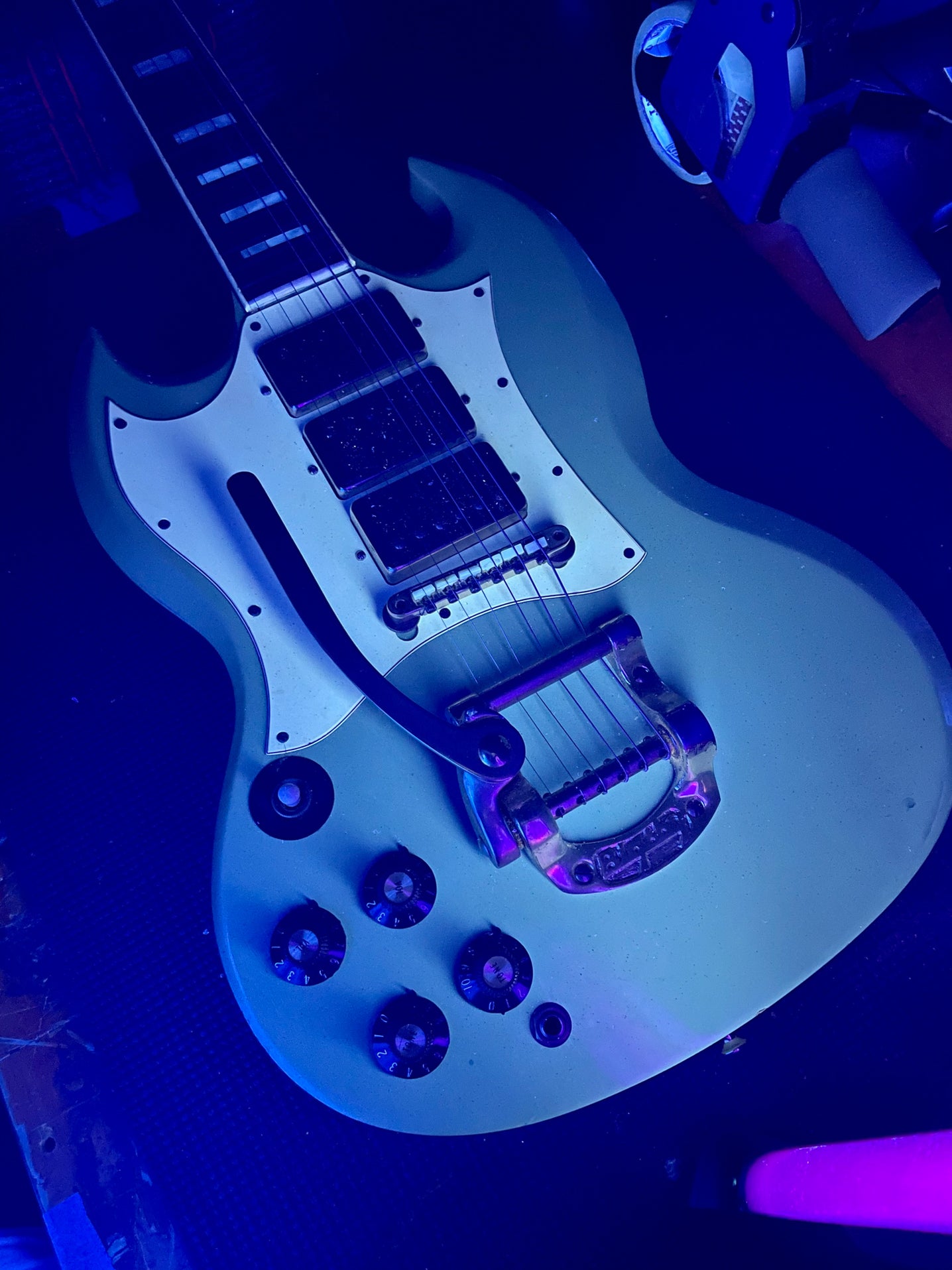 1968 Gibson SG Custom Pelham Blue Factory Bigsby Left-Handed 1 of 2 Ev ...